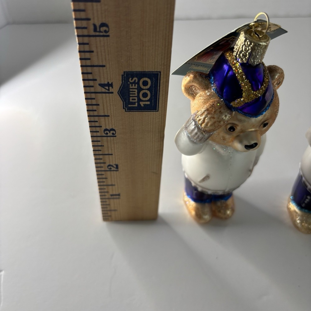 Lot Of 3 Old World Vetrans Bear Ornaments Christmas Blown Glass Salute Tradition - Picture 4 of 7